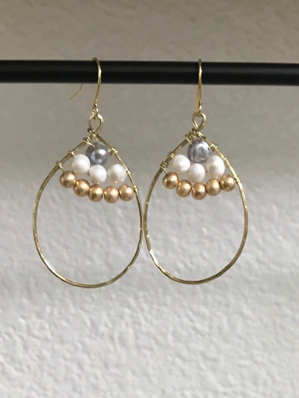 Handmade Hoop Earrings with Freshwater Pearl
